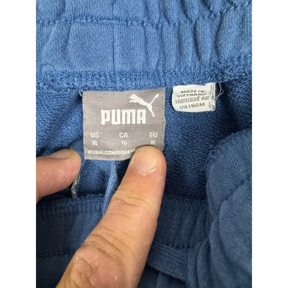 Puma Men’s Blue Fleece Shorts Logo Tape Side XL Athletic Lounge Sweat Shorts